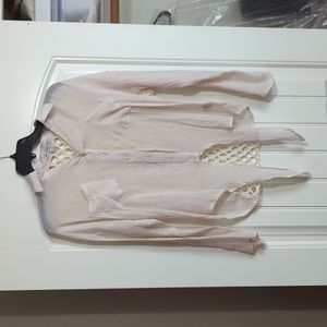 Blu Pepper crochet top. Ties at bottom. Cool swim cover top. small. 3/4 sleeves